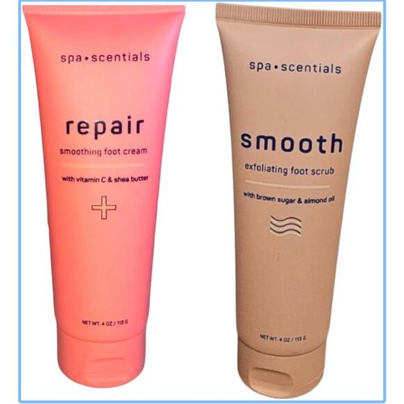 Spa Scentials Foot Care Set Repair Cream + Smooth Exfoliating Scrub 4oz Each - Picture 1 of 1